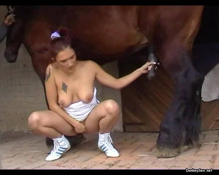 filthy young babyfriend shows off for her boyfriend by fucking a horse